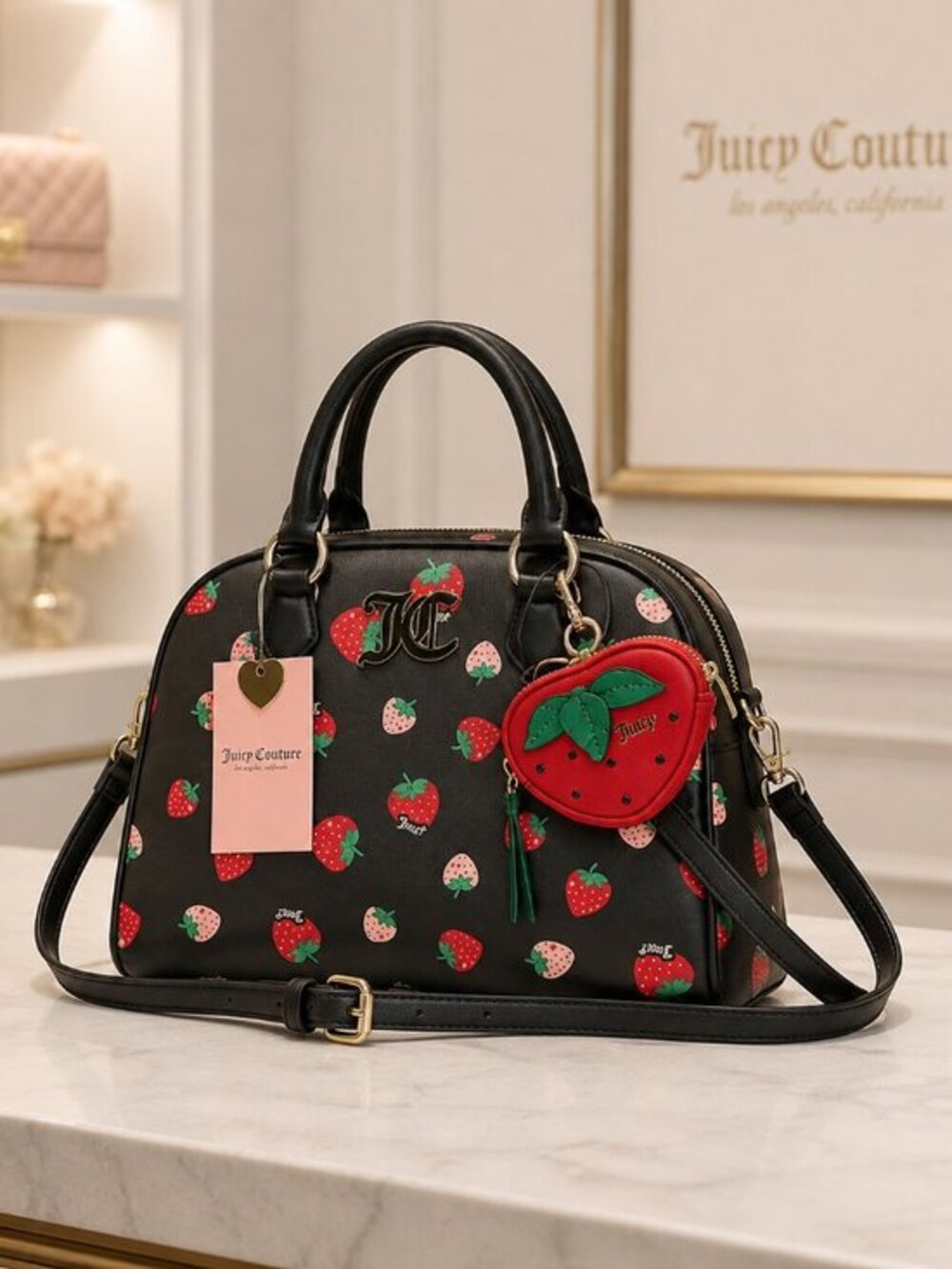 Juicy Couture Sweet N Juicy Strawberry Bowler Bag Coin Pouch NWT